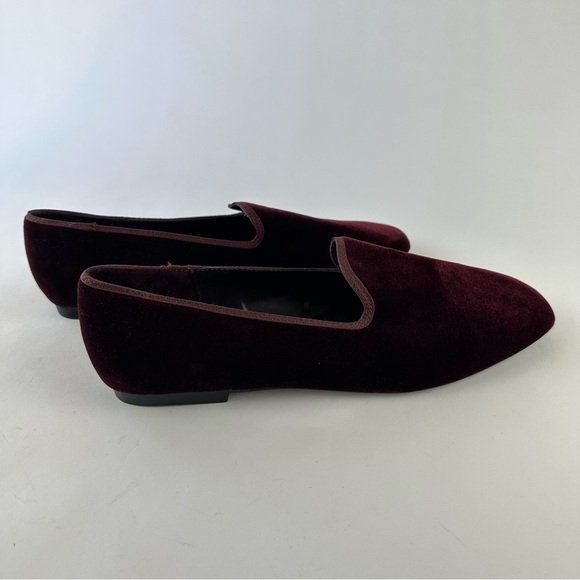 Zara burgundy velvet flat low heel smoking driving loafers 40/9 - Picture 6 of 7
